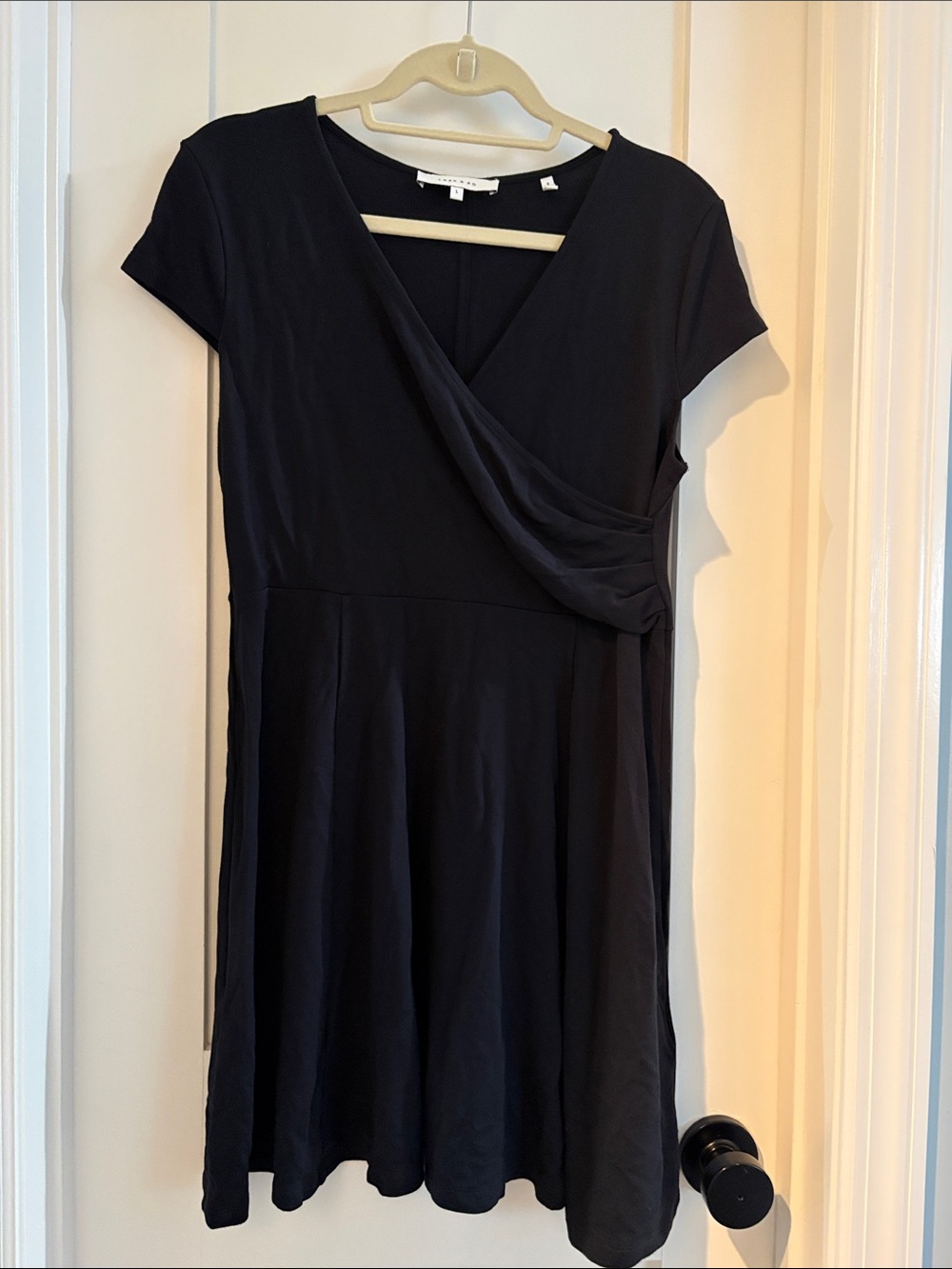 Lark & Ro Black Wrap-Front Midi Dress